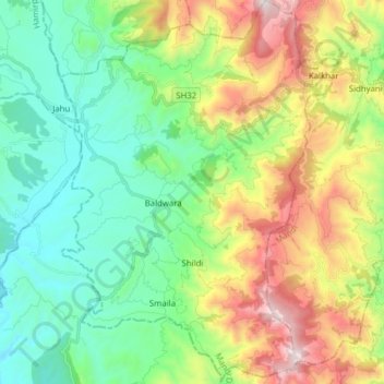Baldwara topographic map, elevation, terrain