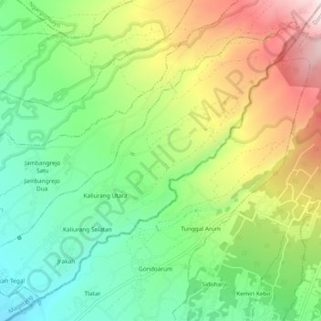 Kaliurang topographic map, elevation, terrain