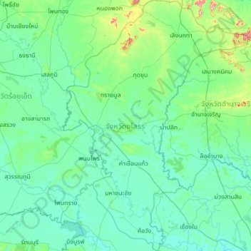 Yasothon Province topographic map, elevation, terrain