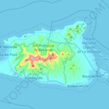 Municipio Península de Macanao topographic map, elevation, terrain