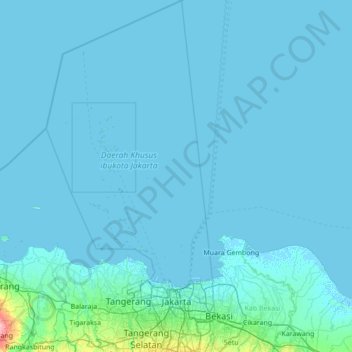 Special Capital Region of Jakarta topographic map, elevation, terrain