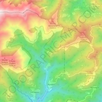 Aurano topographic map, elevation, terrain