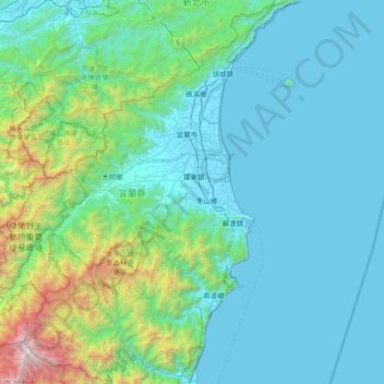 Landkreis Yilan topographic map, elevation, terrain