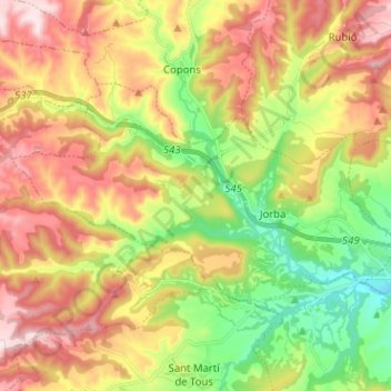 Jorba topographic map, elevation, terrain