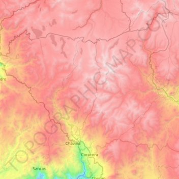 Coracora topographic map, elevation, terrain
