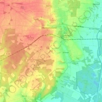 Hankensbüttel topographic map, elevation, terrain