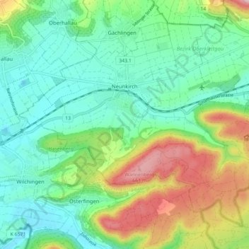 Neunkirch topographic map, elevation, terrain