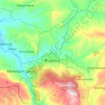 Bougaa topographic map, elevation, terrain