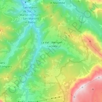 La Val - Wengen - La Valle topographic map, elevation, terrain