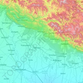 Kosi topographic map, elevation, terrain