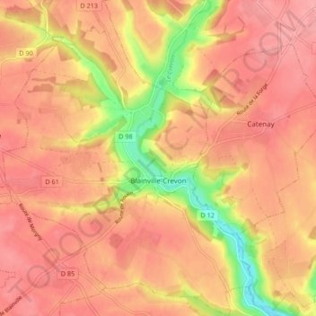 Blainville-Crevon topographic map, elevation, terrain
