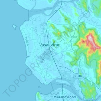 Vasai-Virar topographic map, elevation, terrain