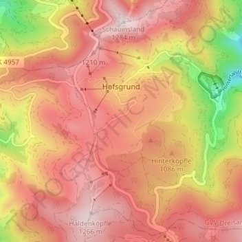 Hofsgrund topographic map, elevation, terrain