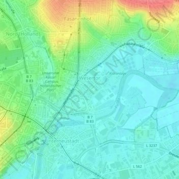 Wesertor topographic map, elevation, terrain