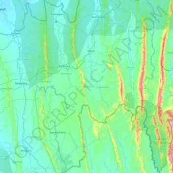 Dhalai topographic map, elevation, terrain