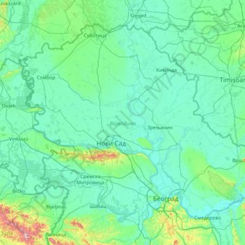 Voivodina topographic map, elevation, terrain