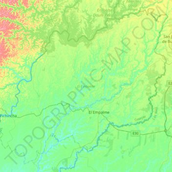 El Empalme topographic map, elevation, terrain