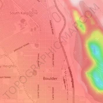 Boulder topographic map, elevation, terrain