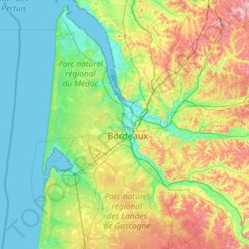 Gironda topographic map, elevation, terrain