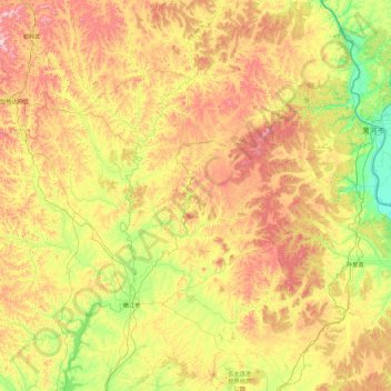 嫩江县 topographic map, elevation, terrain