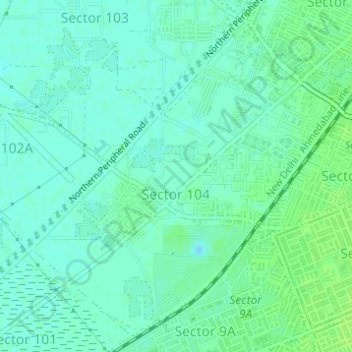 Sector 104 topographic map, elevation, terrain