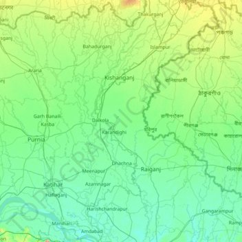 Uttar Dinajpur topographic map, elevation, terrain