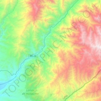Lunahuaná topographic map, elevation, terrain