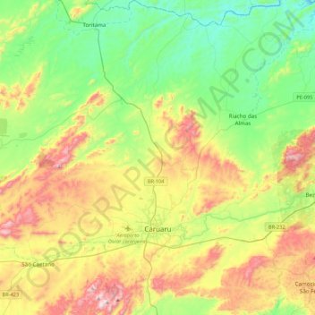 Caruaru topographic map, elevation, terrain