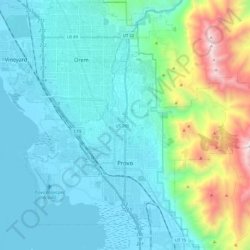 Provo topographic map, elevation, terrain