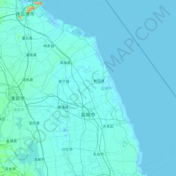 Yancheng City topographic map, elevation, terrain