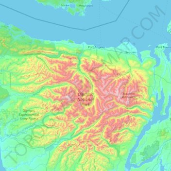Olympic National Park topographic map, elevation, terrain