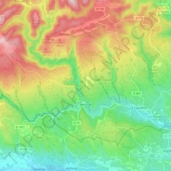 Minerve topographic map, elevation, terrain