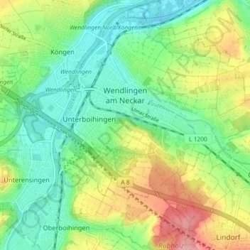 Wendlingen am Neckar topographic map, elevation, terrain