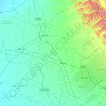 Kharar Tahsil topographic map, elevation, terrain