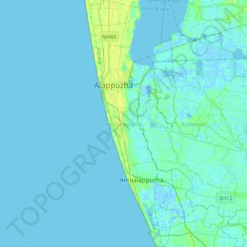 Ambalappuzha topographic map, elevation, terrain
