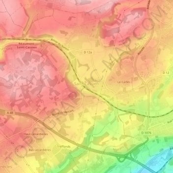 Saint-Cassien topographic map, elevation, terrain