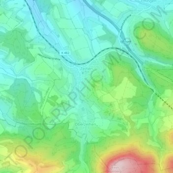 Zeihen topographic map, elevation, terrain