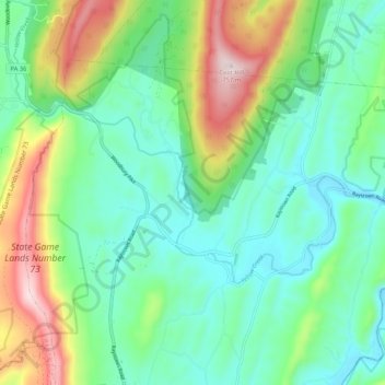 Yellow Creek topographic map, elevation, terrain