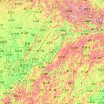 重庆市 topographic map, elevation, terrain