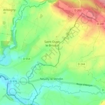 Saint-Ouen-le-Brisoult topographic map, elevation, terrain