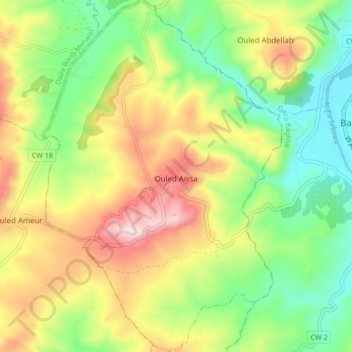 Ouled Aissa topographic map, elevation, terrain