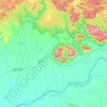 Rehti Tahsil topographic map, elevation, terrain