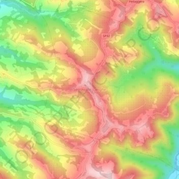 Serravalle Langhe topographic map, elevation, terrain