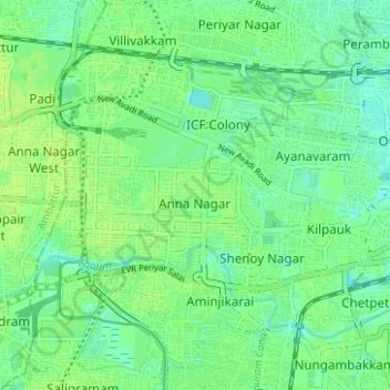 Zone 8 Anna Nagar topographic map, elevation, terrain