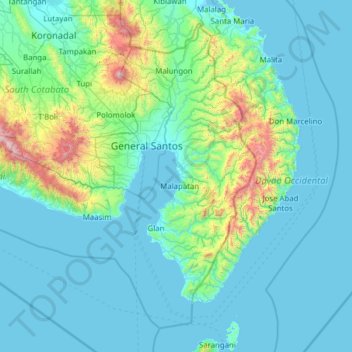 Sarangani topographic map, elevation, terrain