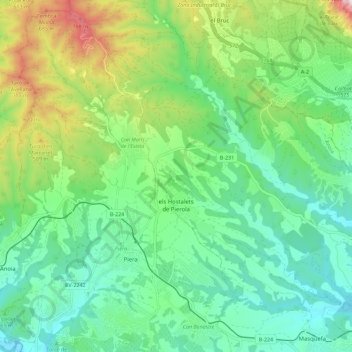els Hostalets de Pierola topographic map, elevation, terrain