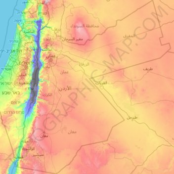 Jordan topographic map, elevation, terrain