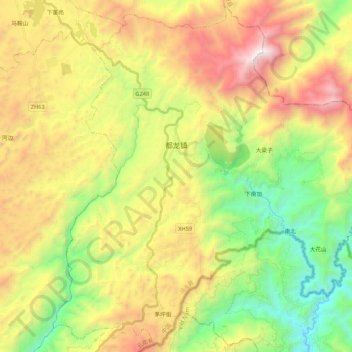 都龙镇 topographic map, elevation, terrain
