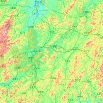 Ganzhou topographic map, elevation, terrain
