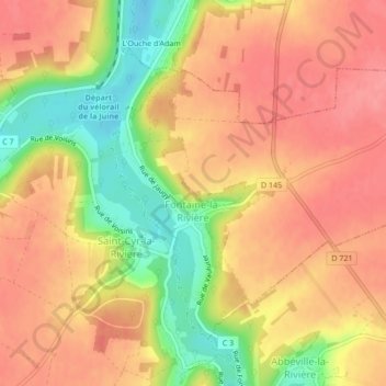 Fontaine-la-Rivière topographic map, elevation, terrain